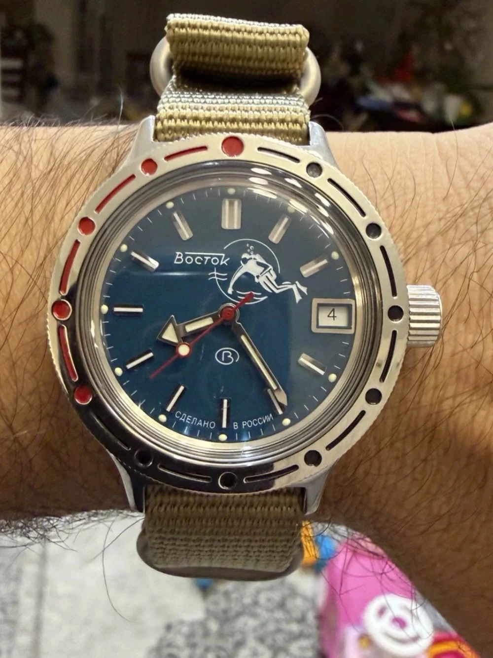 Vostok Amphibia 420059 Scuba Dude Automatic Russian Men Diver Watch Teal Blue